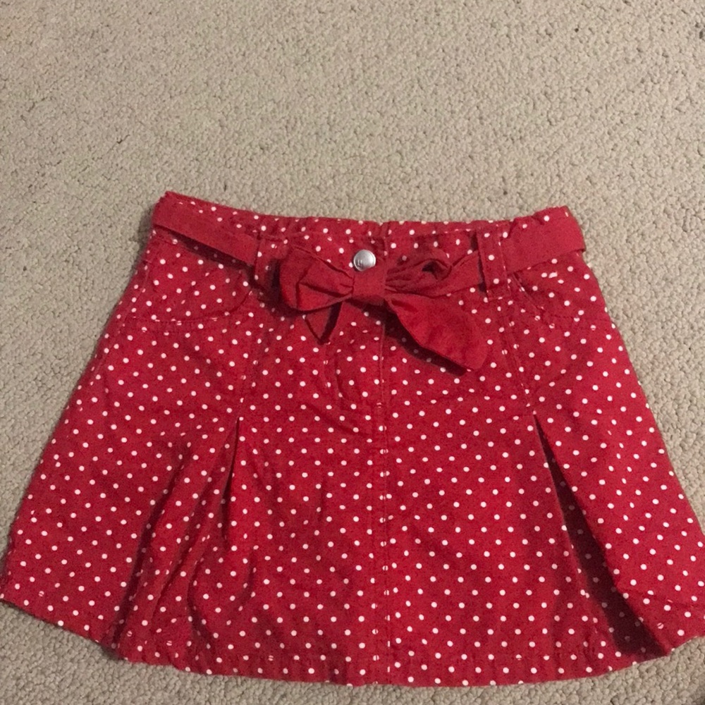 Pink and white polka dotted skirt
